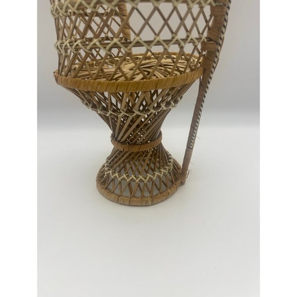 Vintage Boho Large Peacock Wicker Plant Stand Doll Chair Home Decor - Picture 11 of 12